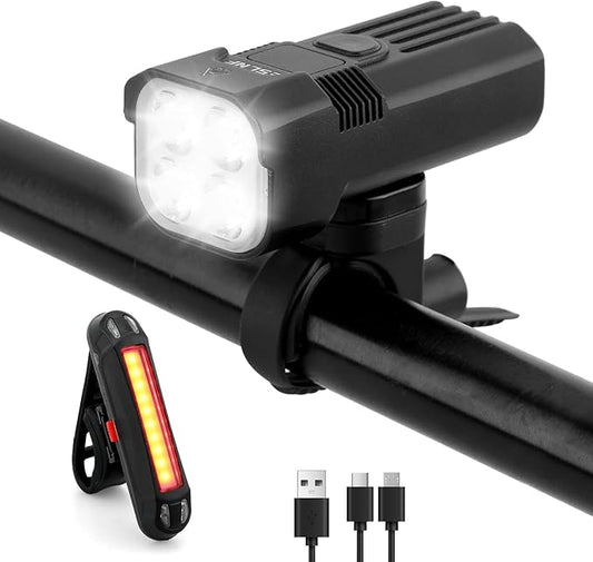 Bike Light for Night Riding, 2000LM/1000LM Bicycle Headlight & Taillight, Multiple Modes,3000mAh/2000mAh USB C Rechargeable Waterproof LED Bright Bike Headlights for Cyclists and Commuters