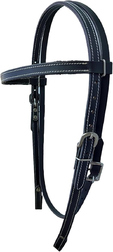 Double Stitched Latigo Leather Browband Western Horse Headstall
