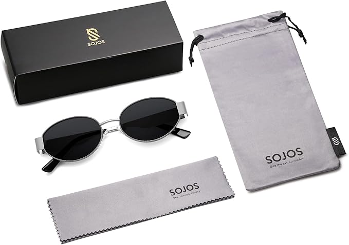SOJOS Retro Oval Sunglasses for Women Trendy Classic Shades UV400 Protection SJ1256