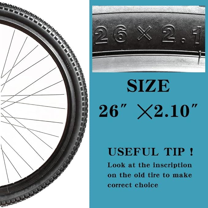 SIMEIQI 2 Pack 20"x2.125"/ 26"x2.1"/ 29"x2.125" Inch Bike Tire with 2 Levers for Mountain Foldable Replacement Beach Bicycle Tires