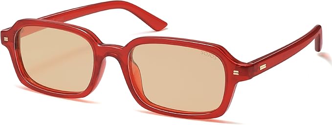 SOJOS Trendy Rectangle Polarized Sunglasses Womens Mens, Small Retro Fashion Thin Slim Square Sunnies SJ2610