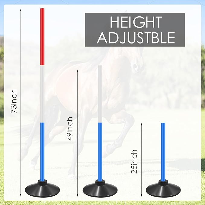 6 Set Pole Bending Poles for Horses 6FT Adjustable Training Equipment for Horses Football Basketball Speed