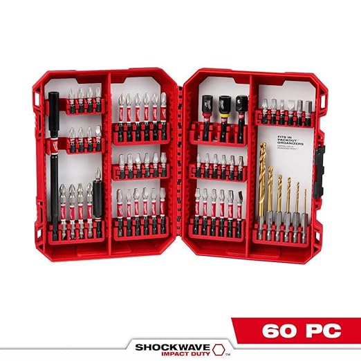 Milwaukee Shockwave Bit & Drill Bit Kit w/ 60 Pcs - 48-32-4097