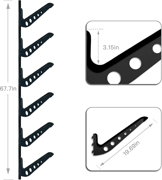 ShouRong Snowboard Wall Mount, Adjustable 5/6 Board Surfboard Rack, Surfboard Wall Hangers for Surfboard, Wakeboard, and Snowboard Storage at Home or Garage