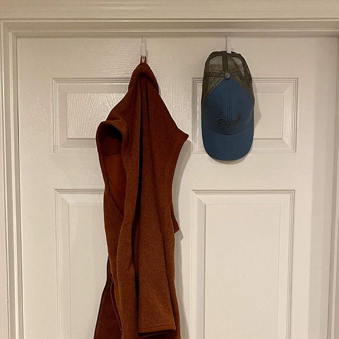 Evelots Over The Door Hooks - 2 Pack - Hangers for Clothes, Towel, Coats, Hats, Handbags - Made of Rubber Coated Steel - Closet, Bathroom, Office