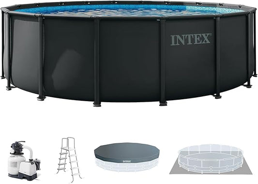 INTEX Ultra XTR 18 ft x 52 in Above Ground Pool Set, Round Swimming Pool with Steel Frame, 2100 GPH Sand Filter Pump, Ladder, Cover, & Ground Cloth