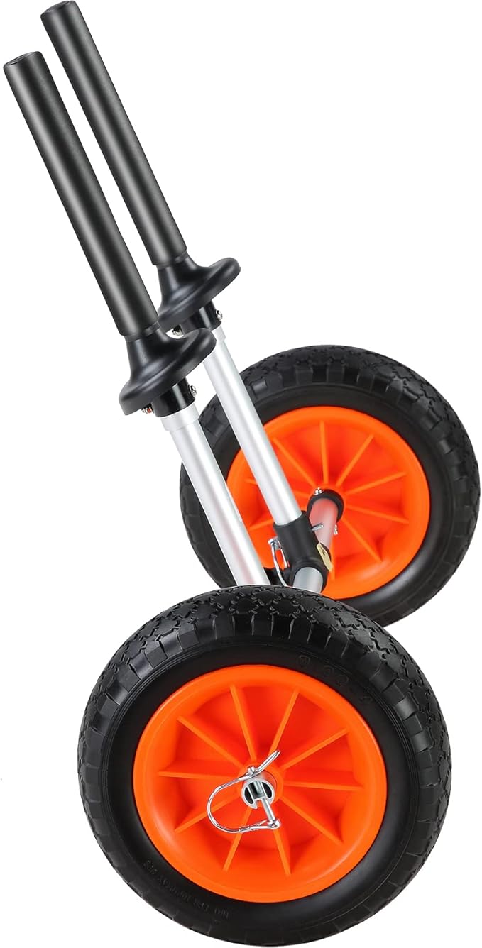 VEVOR Kayak Cart, 280lbs Load Capacity with 10 Inch Solid Tires, Heavy Duty Detachable Canoe Trolley Cart with Adjustable Width & Top Foam Protection, for Kayaks with Drain Holes of 2.54cm and Above