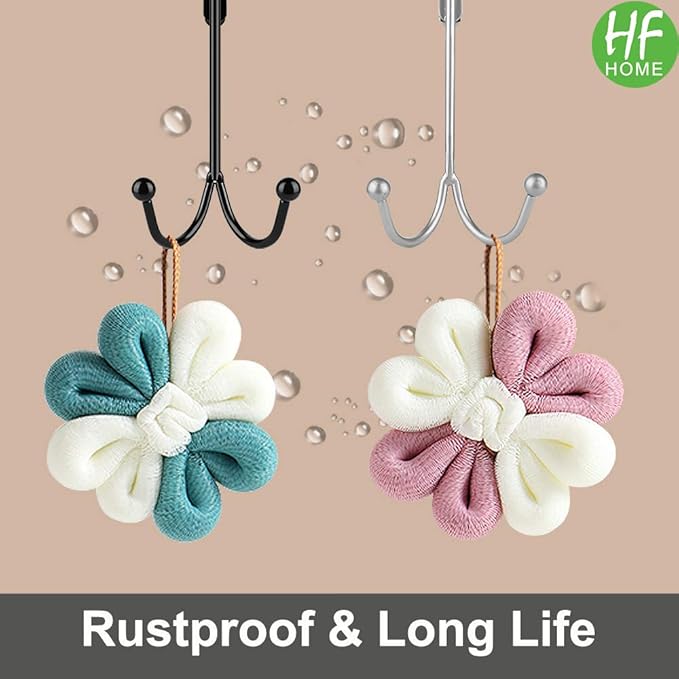 HFHOME 4Packs Over The Door Double Hanger Hooks, Metal Twin Hooks Organizer for Hanging Coats, Hats, Robes, Towels- Silver