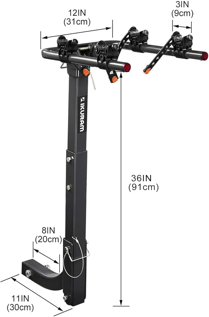 2 Bike Rack Bicycle Carrier Racks Hitch Mount Double Foldable Rack for Cars Truck SUV Fits 2" Receiver, Tie Down Strap, Anti-Rattle Hitch Tightener & Bicycle Cross-bar Adapter for Kid’s Bike