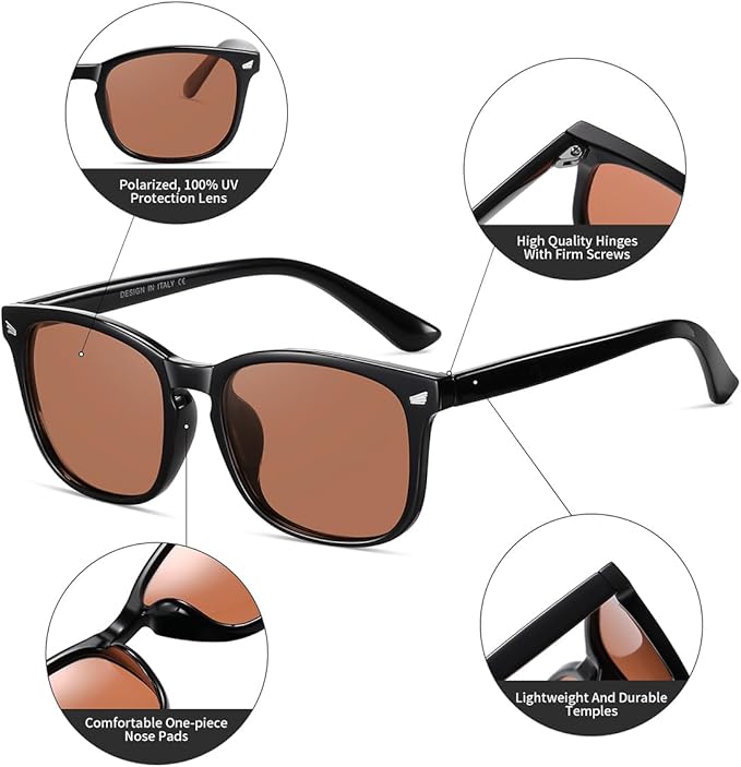 DUSHINE 偏光サングラス レディース クラシックレトロスタイル UV400保護