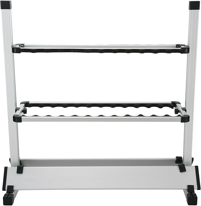 Fishing Rod Rack, Fishing Rod Organizer, Portable Fishing Rod Holder for All Poles, Hold 24 Rods, Aluminum Alloy Silver Black Rod Holder (24 Rods Rack)
