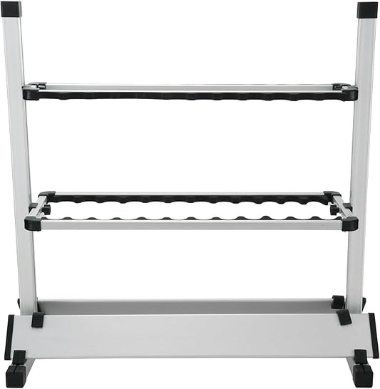 Fishing Rod Rack, Fishing Rod Organizer, Portable Fishing Rod Holder for All Poles, Hold 24 Rods, Aluminum Alloy Silver Black Rod Holder (24 Rods Rack)
