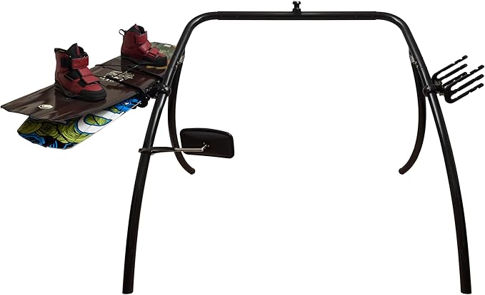 Wakeboard Tower Rack Bat-Style Design – 360° Swivel Adjustable Mount, Fits 1.5"–2.5" Boat Towers, Holds 2 Boards (Wakeboards/Kneeboards/Wakesurf Boards, ≤1.25" Thick), Black Finish