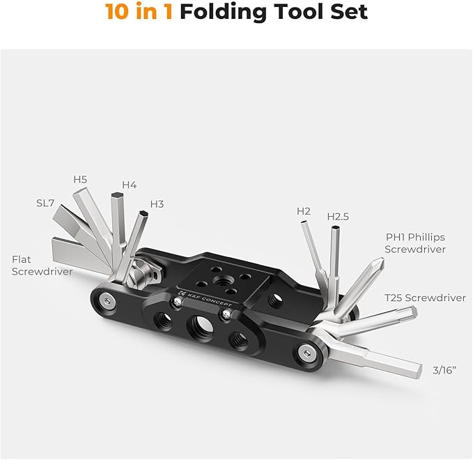 K&F CONCEPT Folding Hex Key Set with Screwdrivers, Portable Screwdriver Set Folding Allen Wrench Set for Assembly of Photographic Equipment Repair of Bicycles.
