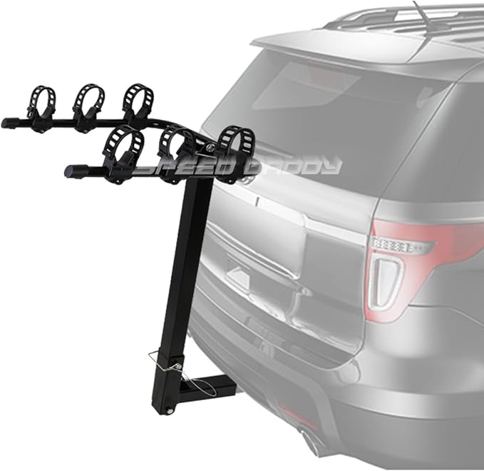 Auto Dynasty 2 Inches Hitch Fold-Up Mount Rear Trailer Bicycle/Bike Rack Carrier Storage (Powdered Coated Black)