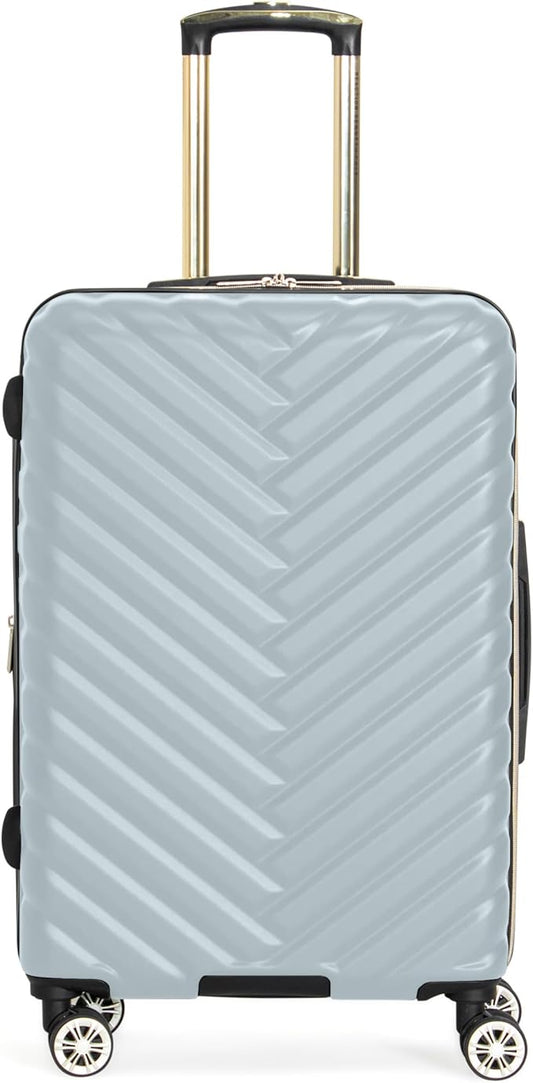 Kenneth Cole REACTION Madison Square Lightweight Hardside Chevron Expandable Spinner Luggage, Slate, 24-Inch Checked