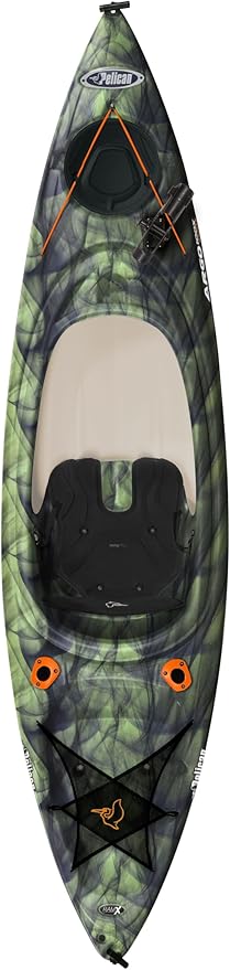 Pelican Argo 100X - アングラーシットインフィッシングカヤック - ベイパーブラックライム - 軽量で安定 - Ergoform™ パッド入りシート - 10フィート