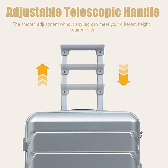 28 Inch ABS Hard Shell Large Luggage With Combination Lock and Side Hooks, Sliver