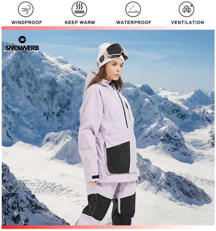 SNOWVERB Women Men Baggy Snow Ski Coat & Snowboard Jacket for Snowsports