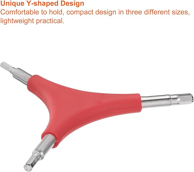 HARFINGTON Y-Shaped 3 Way Bike Hex Wrench 4/5/6mm Y-Type Internal Hexagon Wrench Kit All-In-One Multi Portable Biking Torque Spanner for Bicycle Cycling Repair Hardware Tools, Red