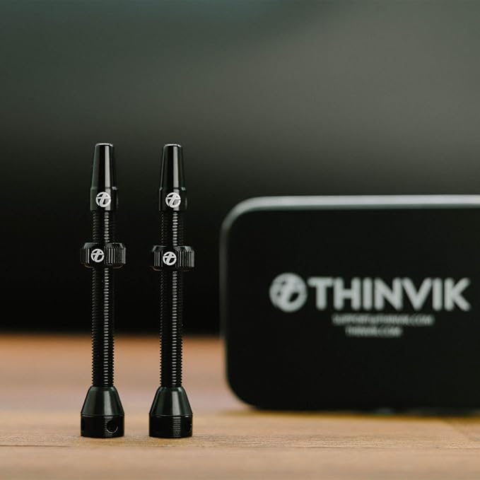 Thinvik Presta Tubeless Valve Stem 44/48/65/70/85mm,Super Light Alloy Presta Tubeless Valve Stem Kit for Tubeless Tires-2 Tubeless Valve Stem (with Aluminum Alloy Valve Cap) + Valve Core Removal Tool