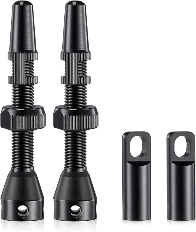 HZJD 2PCS Tubeless Valves, Black, Alloy Presta Valve Stem, Integrated Core Removal Tool(44 mm)