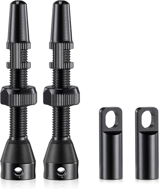 HZJD 2PCS Tubeless Valves, Black, Alloy Presta Valve Stem, Integrated Core Removal Tool(44 mm)