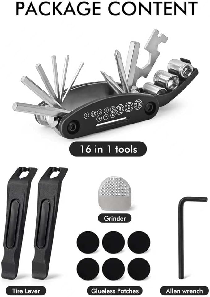 Tubeless Bike Tire Repair Kits and Bike Tool Kit,Bike Tire Repair kit with Multitool and Tire Levers for Road Bicycle and Mountain Bike MTB Tires Fix a Puncture or Flat