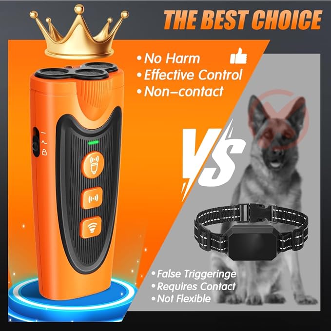 AWOOF New 2025 3X Ultrasonic Anti Barking, Dog Bark Deterrent Device, 6 Training Modes 24 FT Range Barks， Humane Alternative to Training Collars