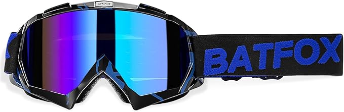 Motorcycle Glasses Goggles Dirt Bike Motocross Safety ATV Tactical Riding (Blue Black, Adult)