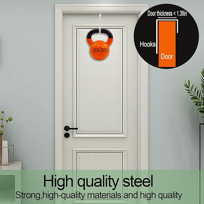 6 Pack Over The Door Hooks, Door Hangers Hooks, Soft Rubber Surface Prevents Scratches, White Door Hooks for Bathroom, Living Room, Kitchen Hanging Clothes, Towels, Shoe Bag, Hats