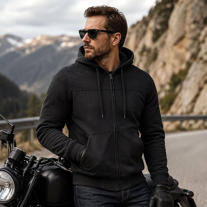 Milwaukee Leather MPM1788 Men's Black CE Approved Armored Hoodie (4X-Large)