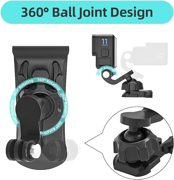 Car Sun Visor Mount, Quick Clip Sun Visor Mount with Universal Ball J Hook Compatible with GoPro Hero 13 12 11 10 9 8 7 6 5 Black,DJI Osmo Action 5 pro/4/3,AKASO and More