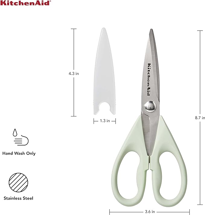 KitchenAid 万能キッチンはさみ 保護シース付き 丈夫なステンレススチール製、食洗機対応、ソフトグリップの快適なハンドル、8.72インチ、ピスタチオ (2個パック)