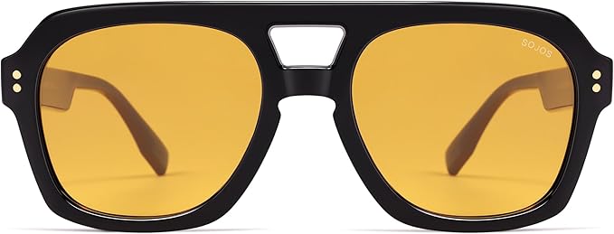 SOJOS Retro Thick Polarized Aviator Sunglasses for Women Men, Large Trendy Bold Square Pilot Shades SJ2385