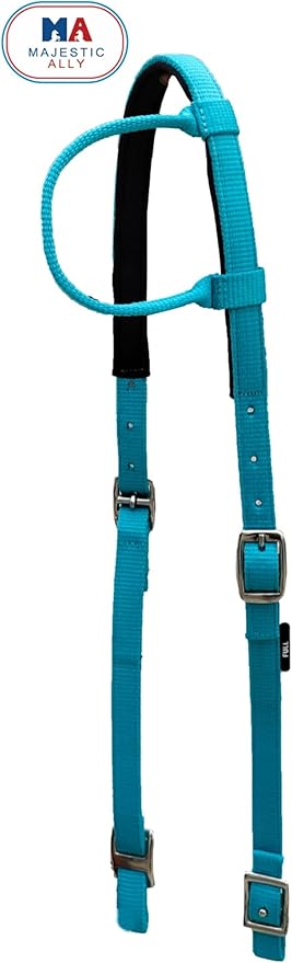Majestic Ally Nylon Padded Sliding Single Ear Headstall for Horses- Set of 2 - Multiple Colors