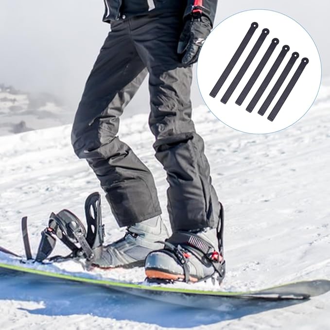SUPERFINDINGS 6 Sets 3 Sizes Snowboard Binding Straps Replacement 206/227/264mm PVC Elastic Strap-in Snowboarding Bindings for Snowboard Binding Replacement