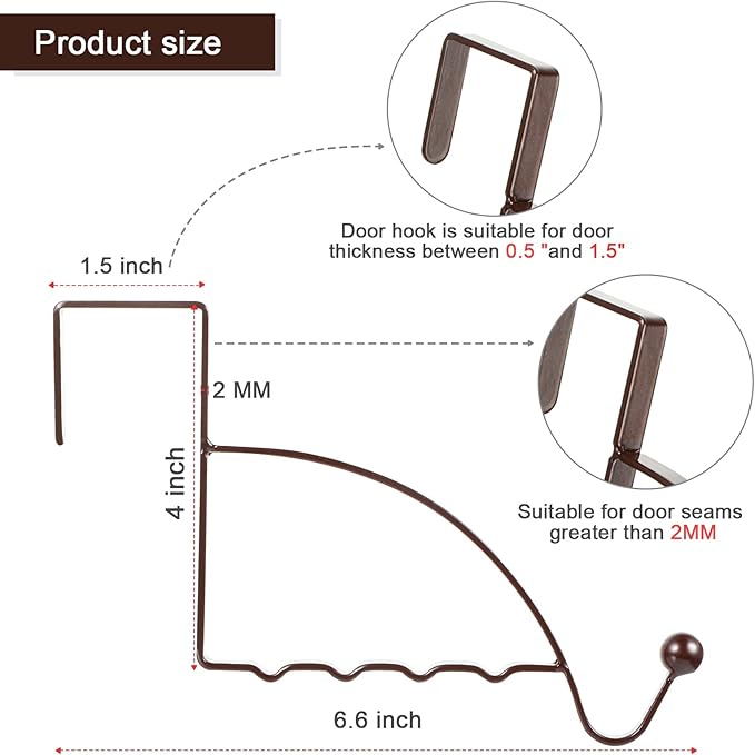 Hotop 4 Pieces Over The Door Hooks Hanger Multi Hanging Storage Organizers Valet Hooks for Coats Clothes Hoodies Hats Scarves Purses Keys Bath Towels Robes and More (Bronze)