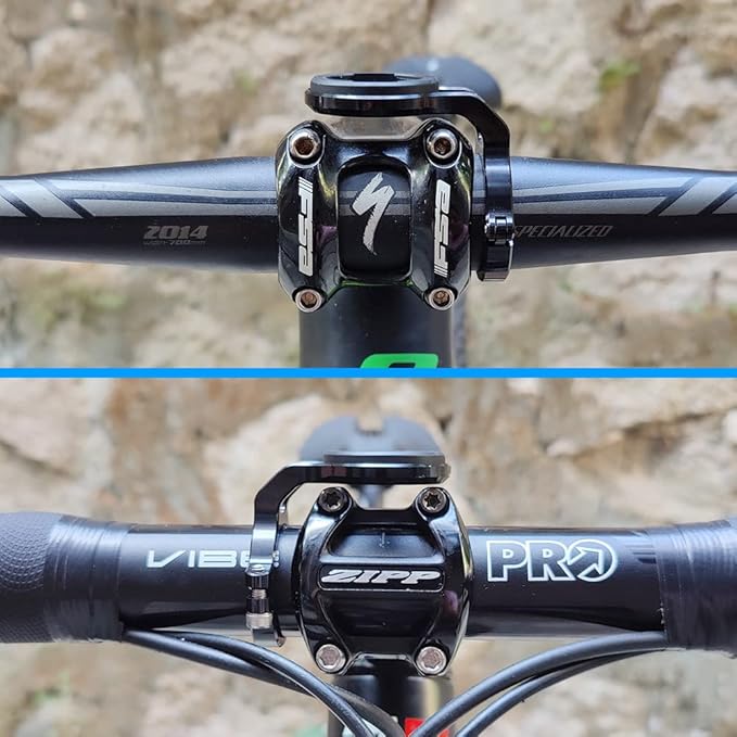 Cestbon Mountain Bike Mount for Garmin Edge Wahoo Elemnt Bryton Rider Stages Dash Hammerhead Karoo, Bike Stem Mount for Handlebar 31.8mm(Black)