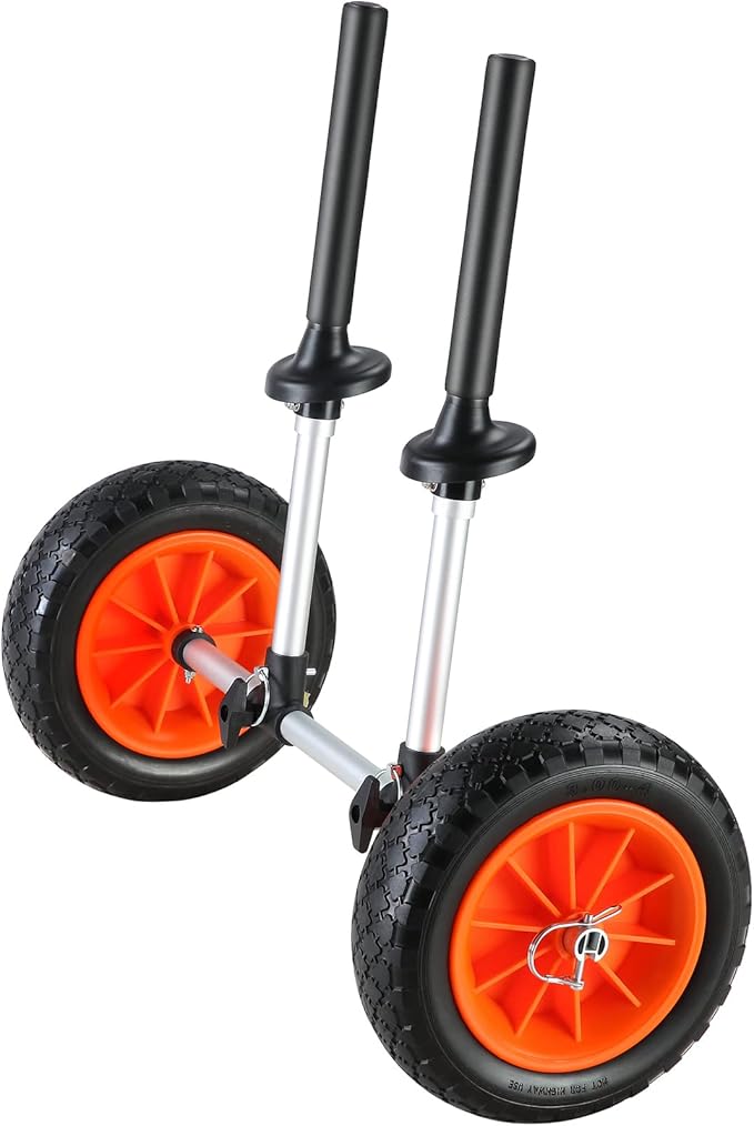 VEVOR Kayak Cart, 230/250lbs Canoe Cart Dolly with 7.5in/10in Solid Rubber Tires & Kickstand, Adjustable Width, Detachable Portable Watercraft Cart for Kayaks, Canoes, Paddle Boards