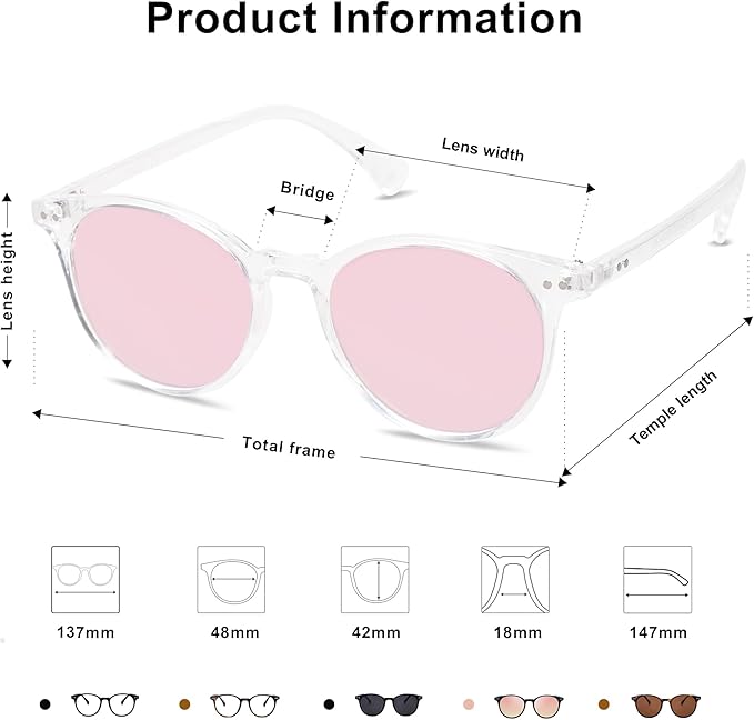 SOJOS Small Round Classic Polarized Sunglasses for Women Men Vintage Style UV400 Lens MAY SJ2113