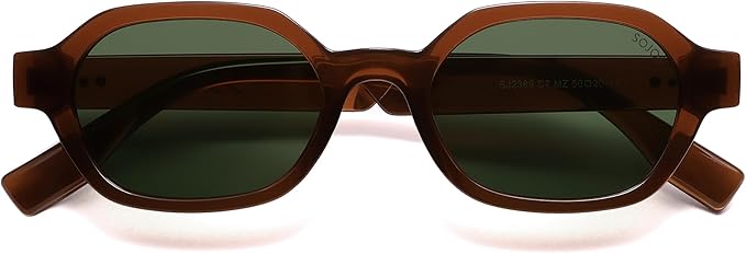SOJOS レトロ偏光ヘキサゴンサングラス レディース メンズ、UV400 トレンディな長方形 70年代 80年代 90年代 シェード SJ2389