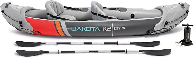 INTEX 2-Person Inflatable Kayak Set, Dakota K2 with 86in Oars and Pump