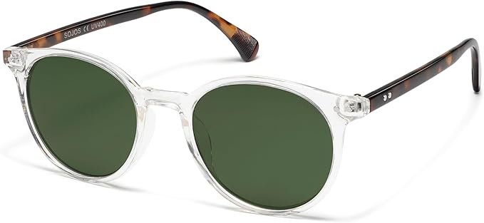 SOJOS 小さめ 丸型 クラシック 偏光サングラス レディース メンズ ヴィンテージスタイル UV400レンズ MAY SJ2113
