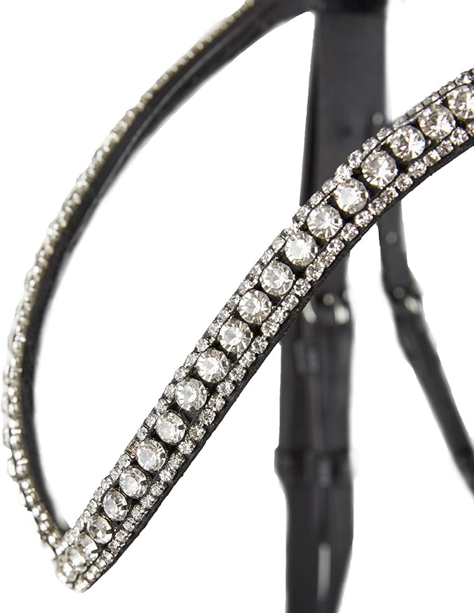 HORZE Grayson Classic Leather Ergonomic Snaffle Dressage Bridle with Detachable Flash