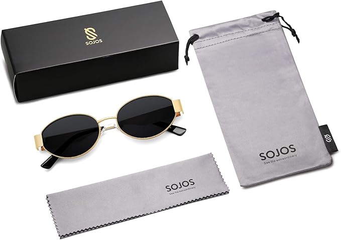 SOJOS Retro Oval Sunglasses for Women Trendy Classic Shades UV400 Protection SJ1256
