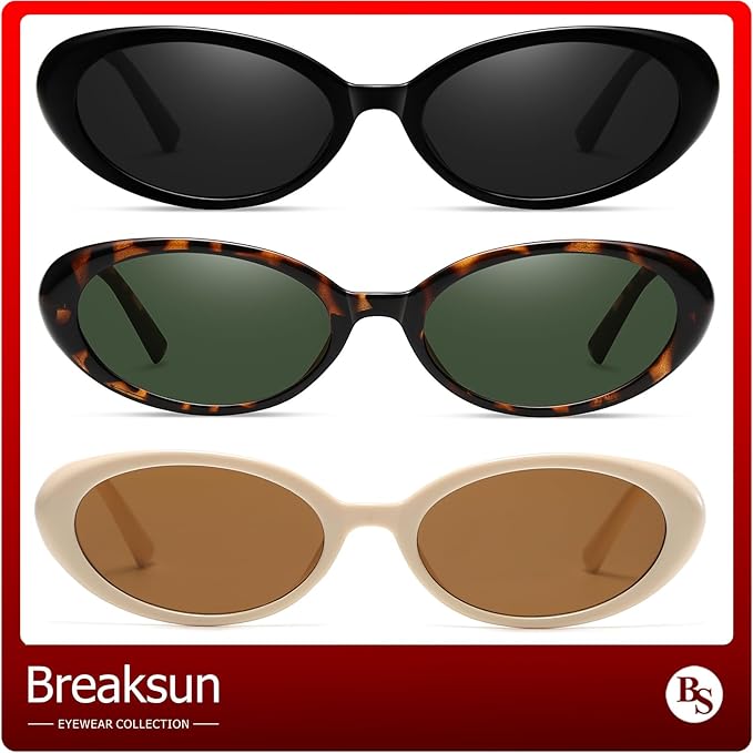 Retro Oval Sunglasses for Women Men Fashion Small Oval Sunglasses 90s Vintage Shades