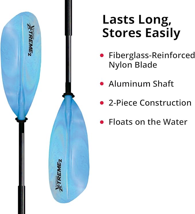 SeaSense Xtreme 2 Kayak Paddle, 96” - Fiberglass Reinforced Nylon Blades, 2-Piece Construction - Great for Sport, Sea, Whitewater, Recreational & Fishing Kayaking