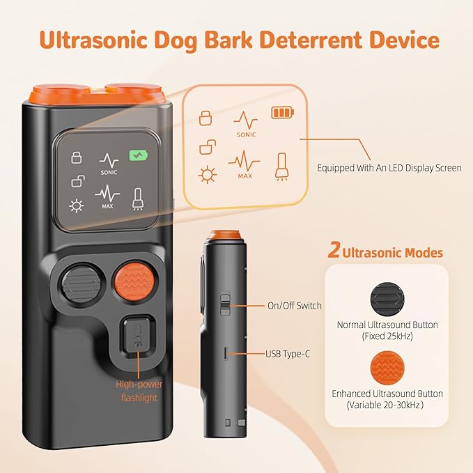 Golipal Dog Bark Deterrent Devices, Ultrasonic Dog Bark Deterrent Devices, 2 Ultrasonic Modes Anti Barking for Dogs, 30FT far Dog Training Tools, for Training to Improve Bad Behavior (Black)