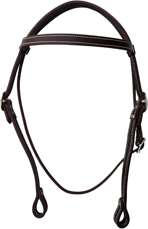 Double Stitched Latigo Leather Browband Western Horse Headstall
